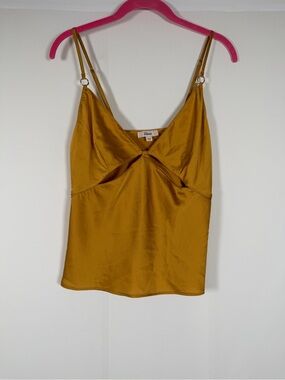 Elan Mustard Satin Babydoll Cami‎ Top